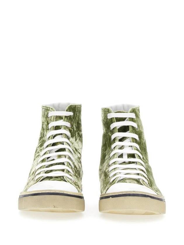 Saint Laurent Malibu Velvet High Top Sneakers Green