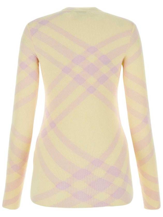 Burberry Check Wool Blend Knit Top Light Yellow