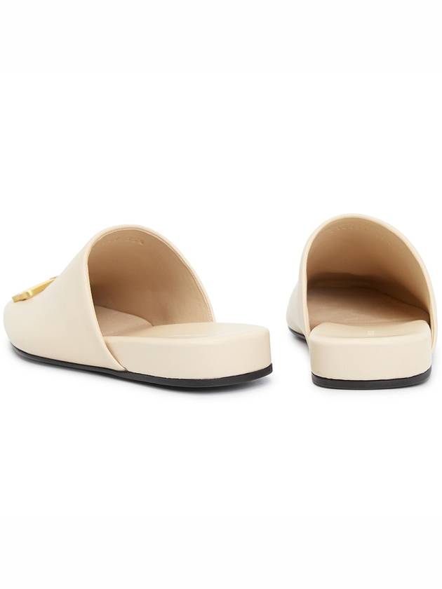 Balenciaga WoMen's BB Logo Leather Cozy Slippers Sand