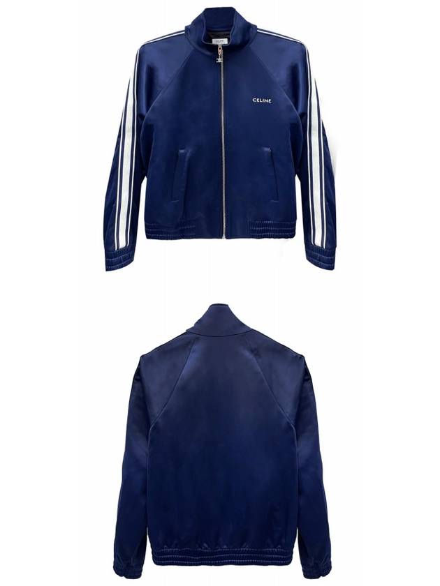 CELINE Logo Print Vintage Double Jersey Track Jacket Navy