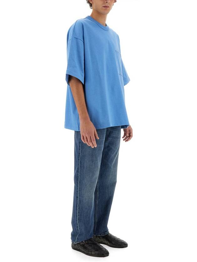Bottega Veneta Cotton Jersey Short Sleeve T-Shirt Blue