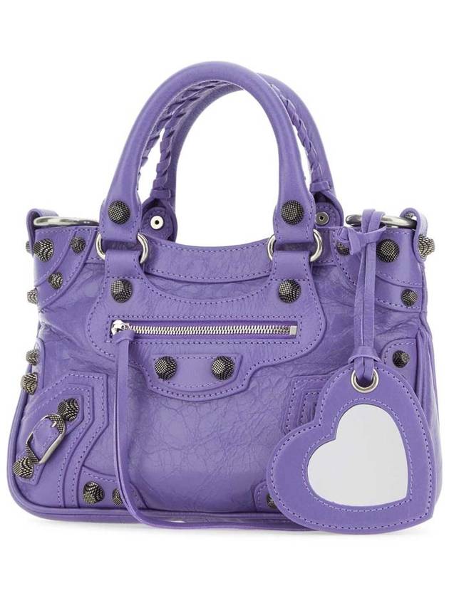 Balenciaga Neo Cargol Small Crocodile Embossed Leather Tote Bag Purple