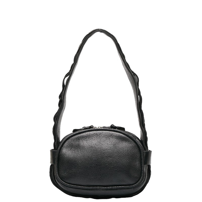 Bottega Veneta Intrecciato Shoulder Bag in Calf Leather Black Ladies