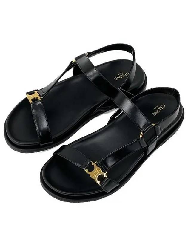 CELINE Maud Calfskin Triomphe Sandals Black