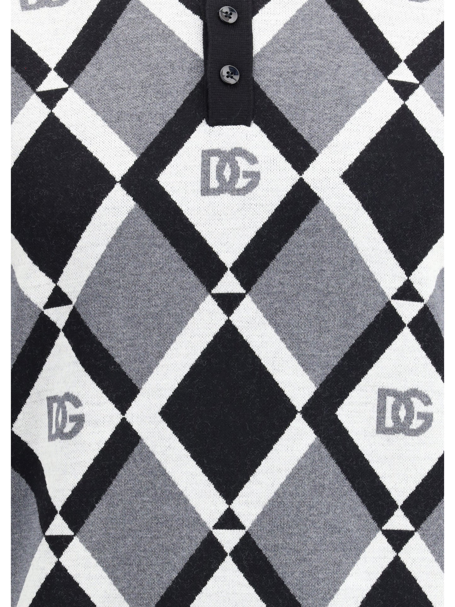 Dolce & Gabbana Men Diamond Knit Polo Sweater
