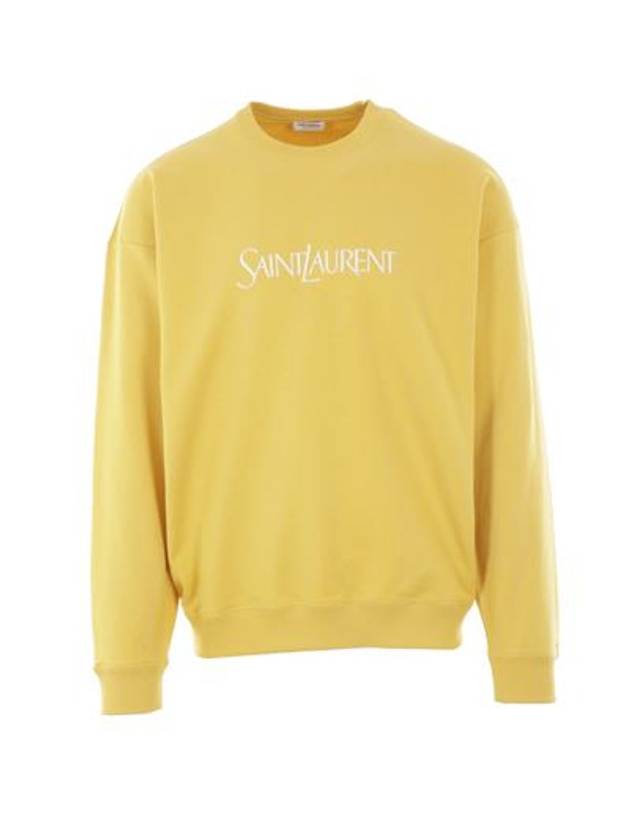 Saint Laurent Embroidered Logo Organic Cotton Sweatshirt Yellow