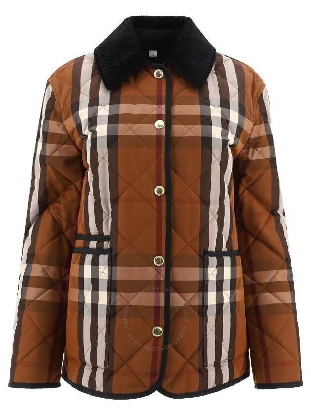 Burberry Women's Check Diamond Quilted Jacket Brown