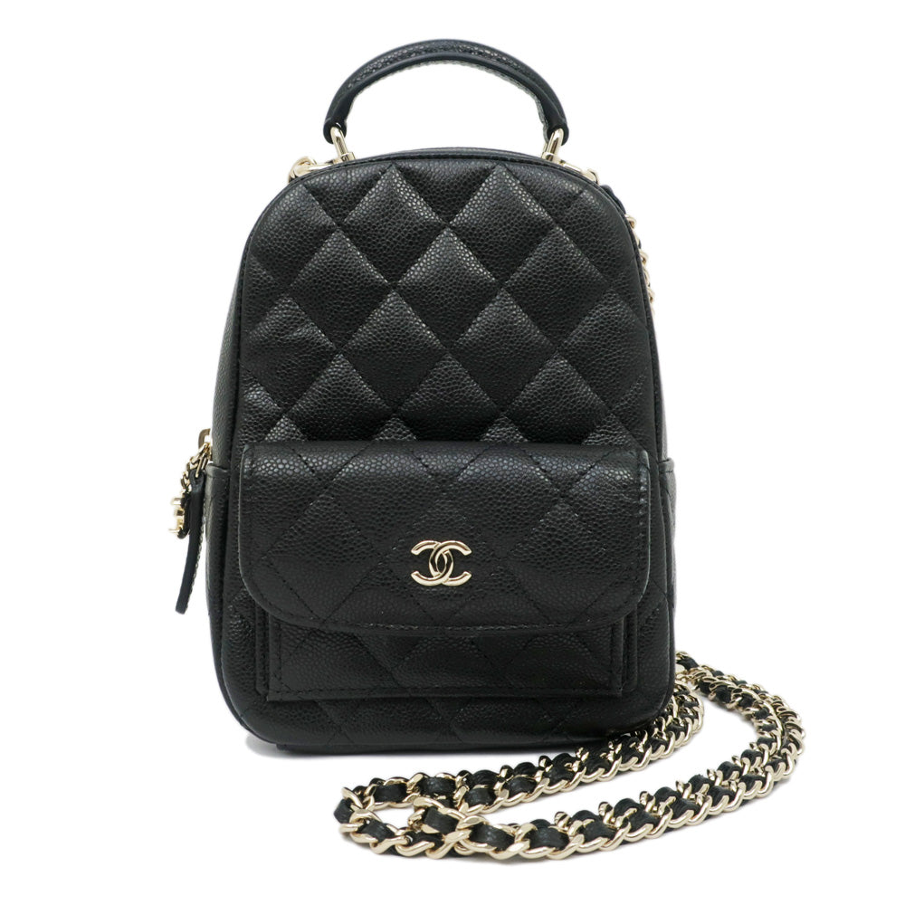 CHANEL 3WAY Backpack Mini Matrasse BK Black Caviar S Rucksack Shoulder Bag Handbag