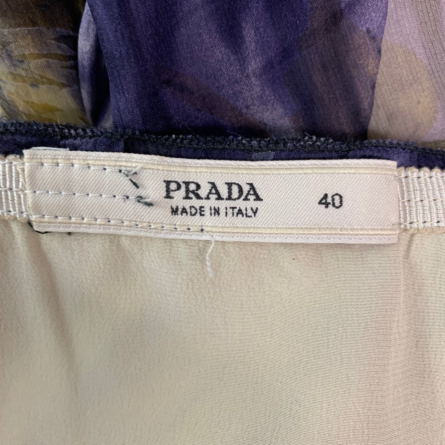 PRADA Size 4 Purple & Cream Silk Floral Pleated Skirt
