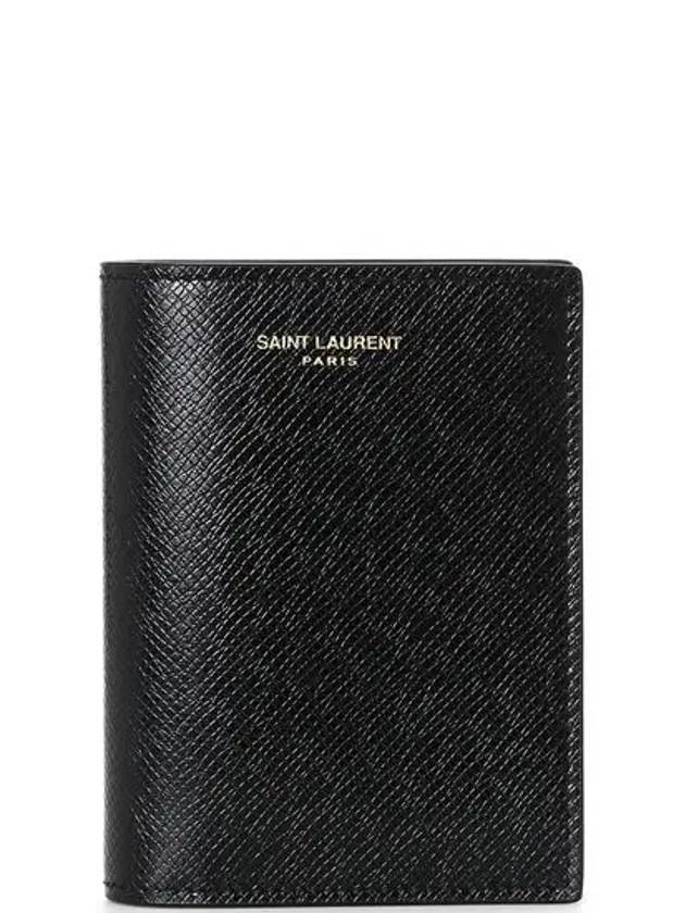 Saint Laurent Paris Credit Coated Leather Card Wallet Black