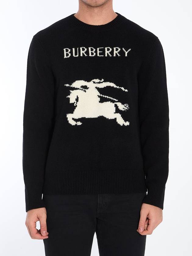 Burberry EKD Crew Neck Wool Cashmere Knit Top Black