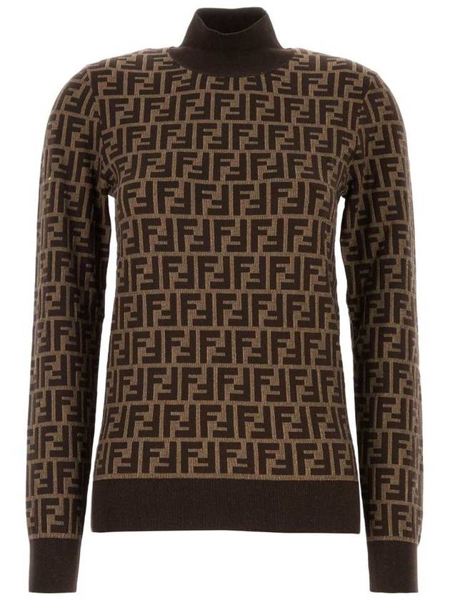 Fendi FF Cotton Turtleneck Brown