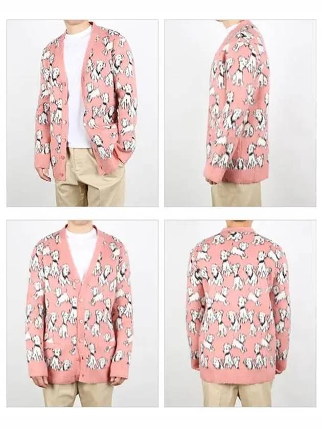 CELINE Artist Jacquard Brushed Cotton Cardigan Pink