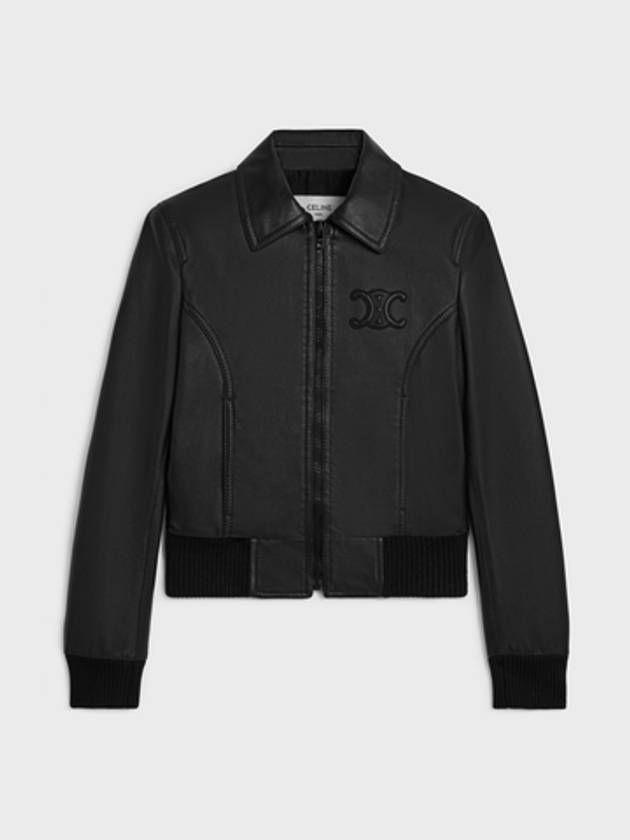 CELINE Triomphe Soft Lambskin Blouson Jacket Black
