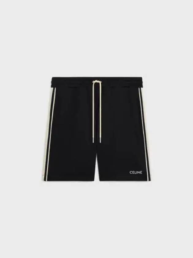 CELINE Embroidered Logo Double Face Jersey Track Shorts Black