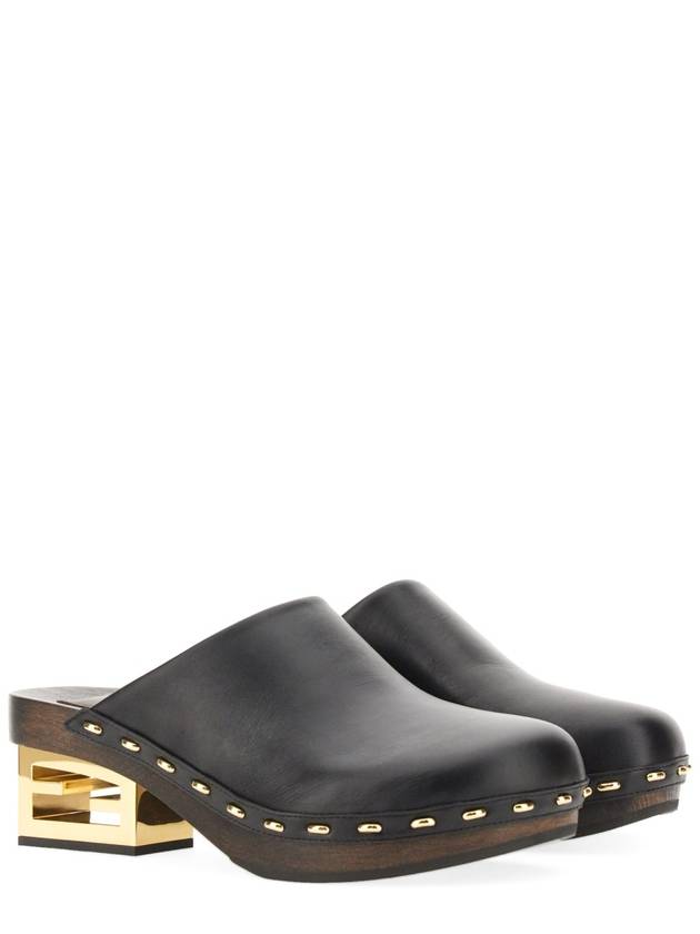 Fendi Baguette Show Leather Clog Mule Black