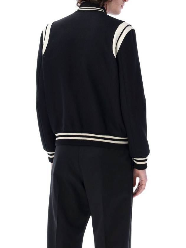Saint Laurent Teddy Bomber Jacket in Wool Black White