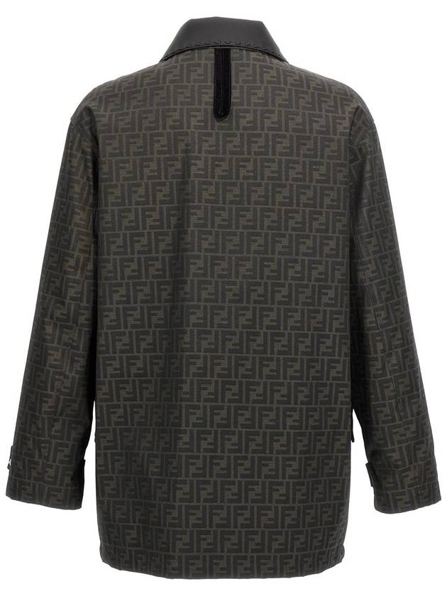 Fendi Waxed FF Jacquard Blouson Jacket Brown