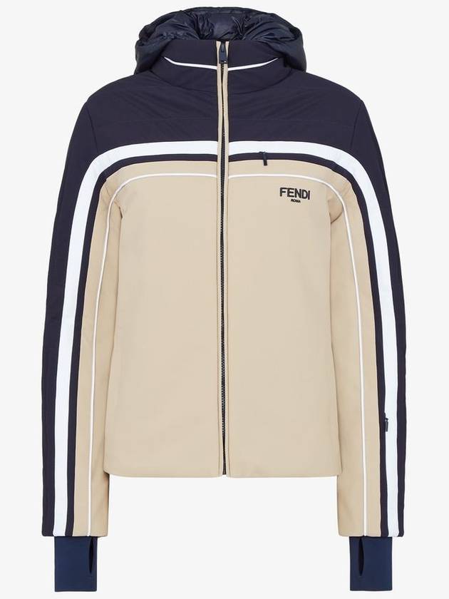 Fendi Ski High Neck Hooded Jacket Beige