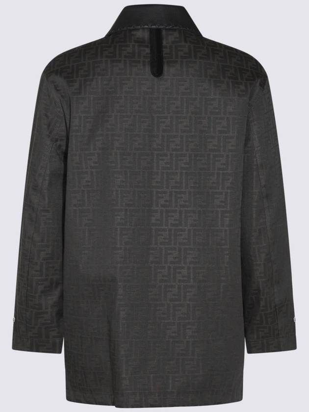 Fendi Waxed FF Jacquard Blouson Jacket Brown