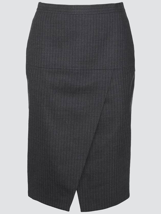 Fendi Pinstripe Wool Pencil Skirt Grey