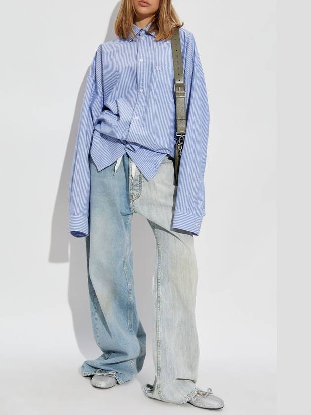 Balenciaga Balenciaga Shirt With Stripe Pattern, Women's, Blue