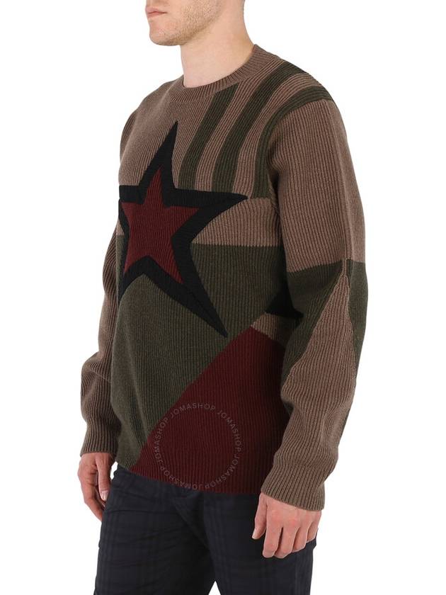 Burberry Burberry Men's Khaki Star Intarsia Wool Sweater Size Small