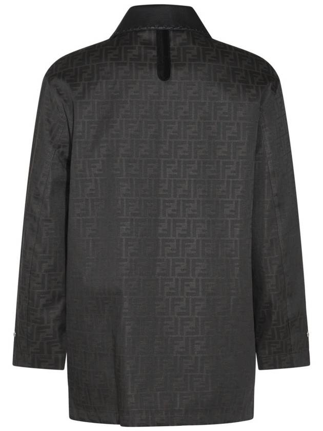 Fendi Waxed FF Jacquard Blouson Jacket Brown