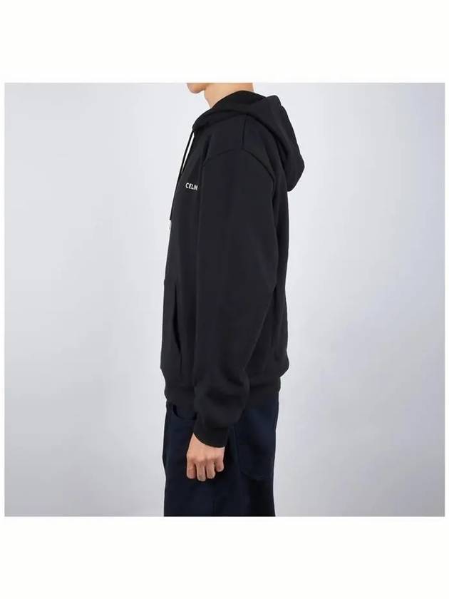 CELINE Logo Cotton Fleece Loose Hood Washed Black