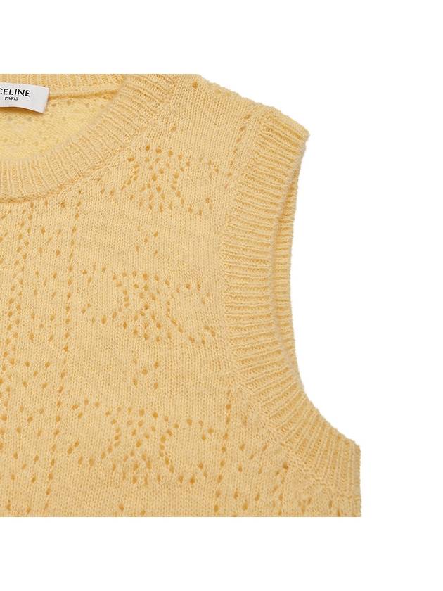 CELINE All Over Triomphe Shetland Pointelle Vest Yellow