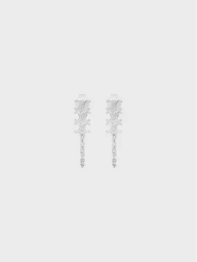 CELINE Triomphe Chain Earrings Rhodium Finish Brass Silver
