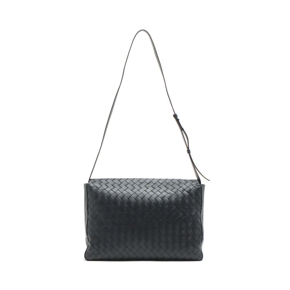 Bottega Veneta Intrecciato Leather Messenger Bag Black