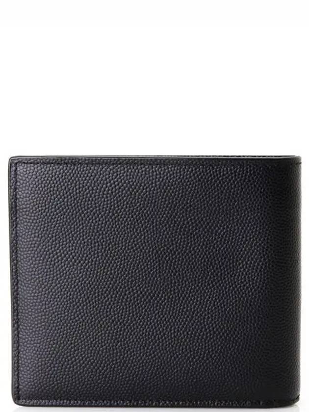Saint Laurent Classic Logo Textured Leather Half Wallet Black