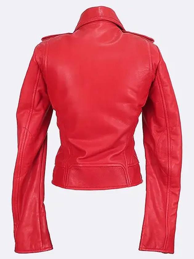 Balenciaga PK7 LM011A RD 2 Red Leather Women s Rider Jacket