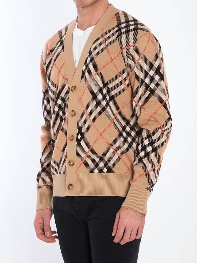 Burberry Check Wool Mohair Blend Cardigan Sand