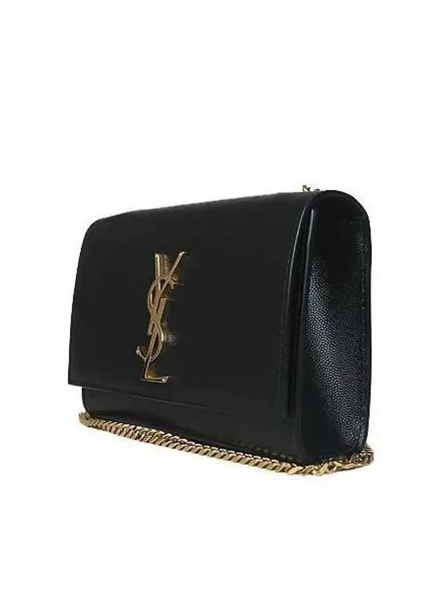 Saint Laurent 469390 YSL gold logo black caviar small Kate satchel chain shoulder bag