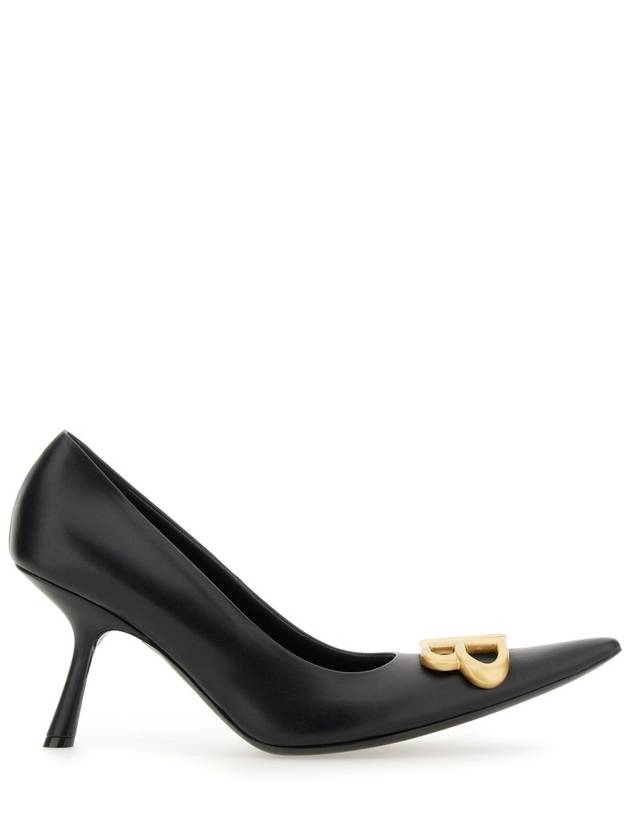 Balenciaga Women's Logo Plaque Pointed toe Heels BLACK