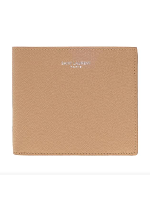 Saint Laurent East West Leather Half Wallet Teak Wood