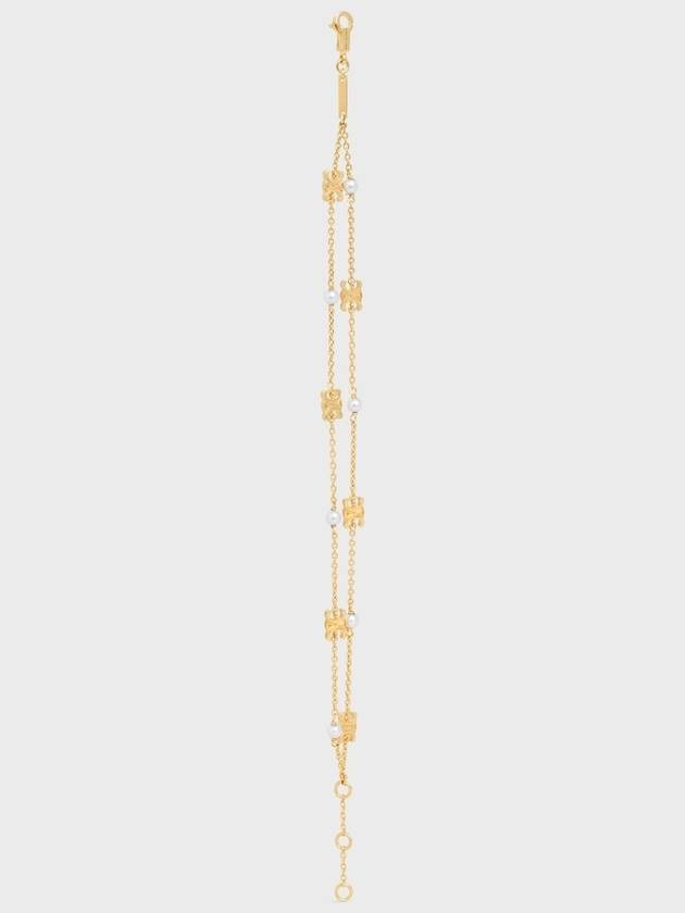 CELINE Triomphe Logo Pearl Double Bracelet Gold