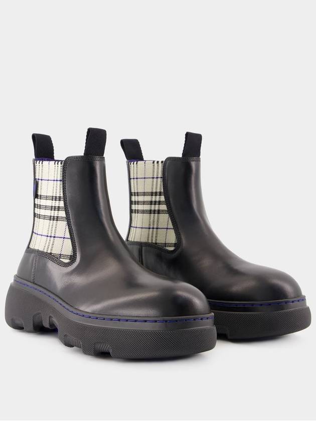 Burberry Creeper Low Leather Chelsea Boots Black Lichen