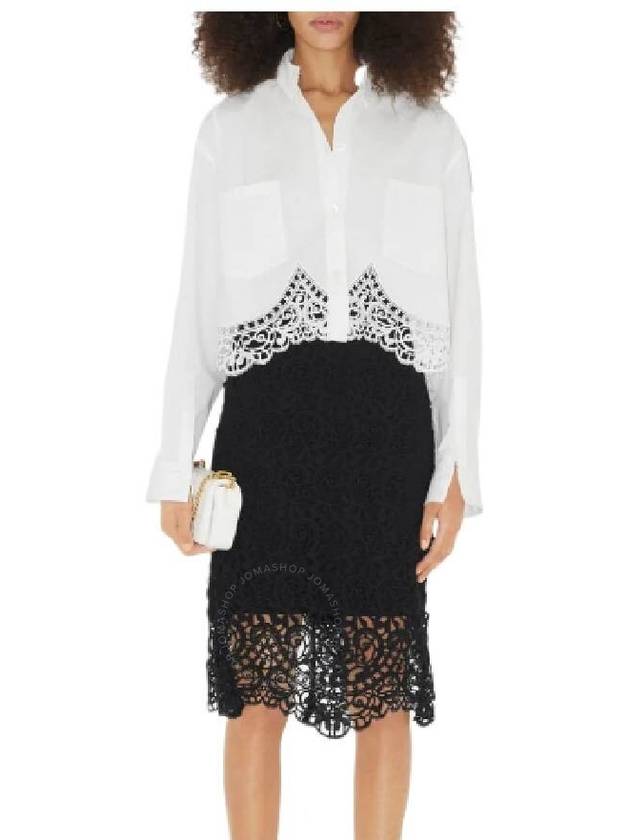 Burberry Women's Macrame Lace Pencil Skirt Black