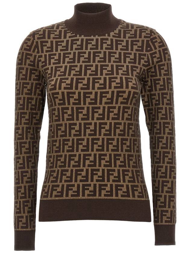 Fendi FF Cotton Turtleneck Brown