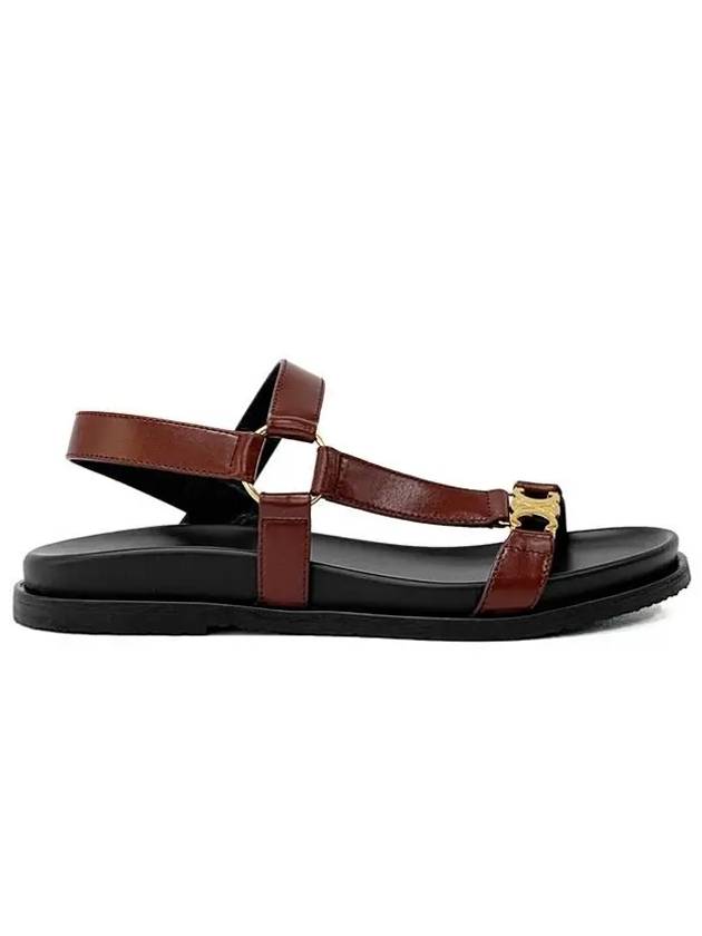 CELINE Maud Calfskin Triomphe Sandals Rust