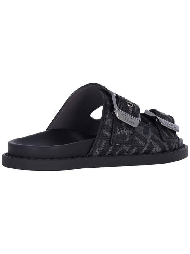 Fendi Men's Peel Jacquard Fabric Sandals Black
