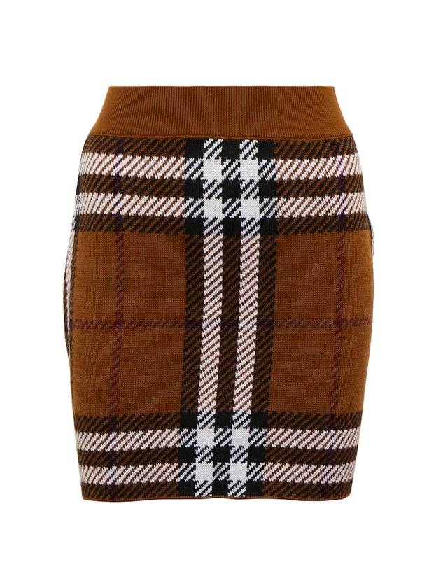 Burberry Check Jacquard Mini Pencil Skirt Brown