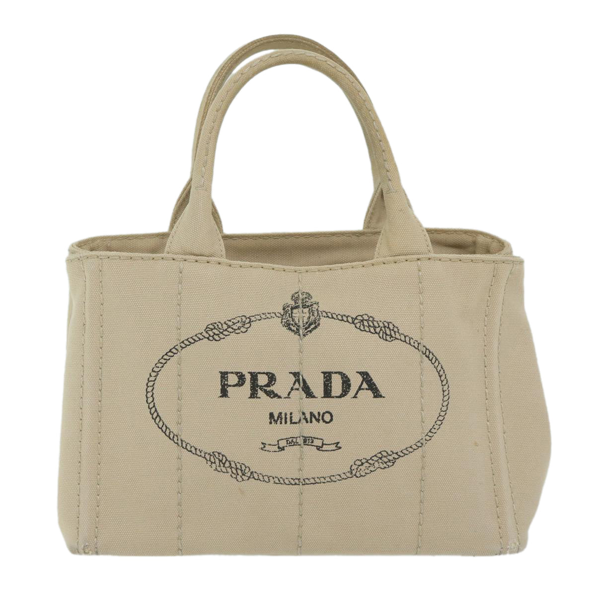 PRADA Canapa PM Hand Bag Canvas Beige 61391
