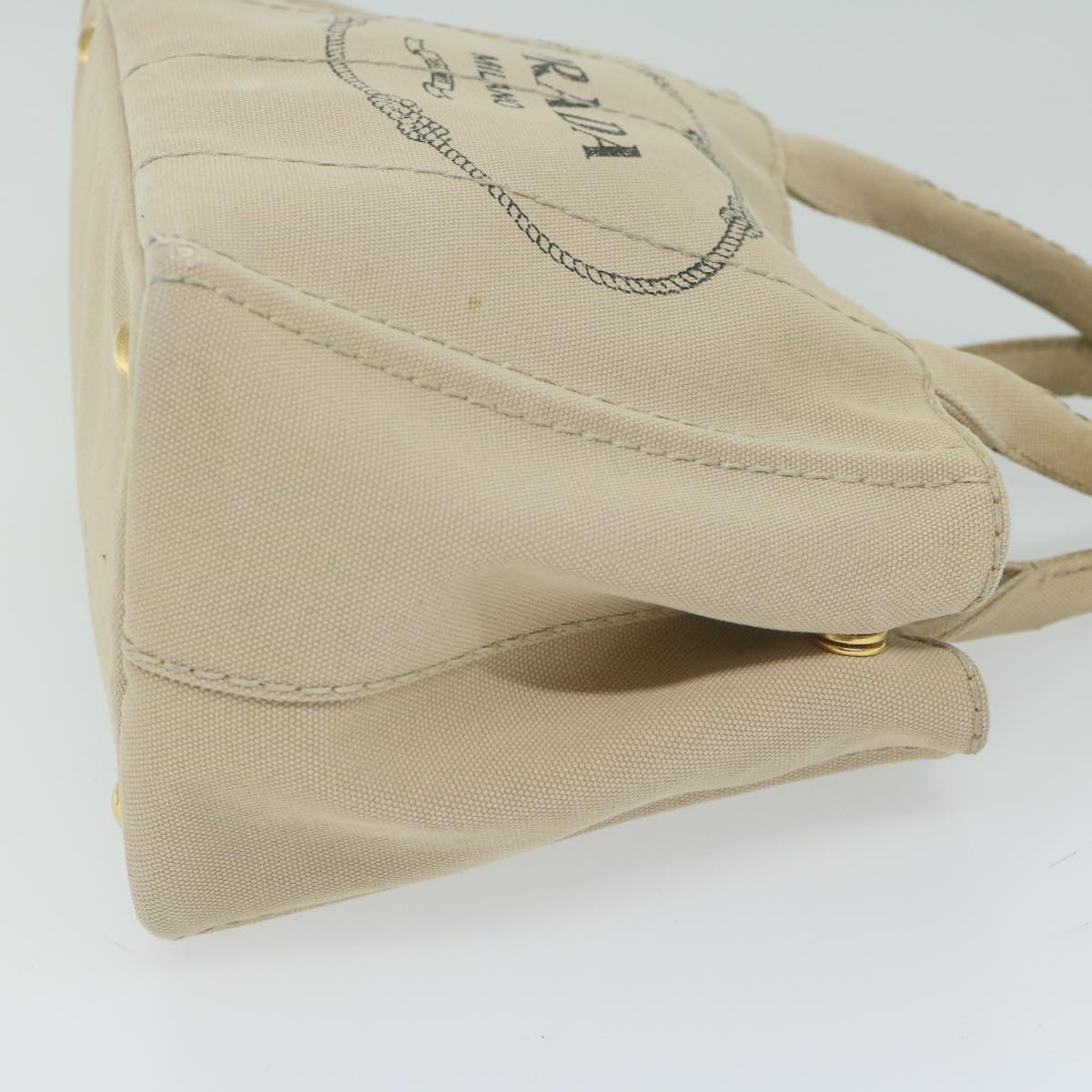 PRADA Canapa PM Hand Bag Canvas Beige 61391