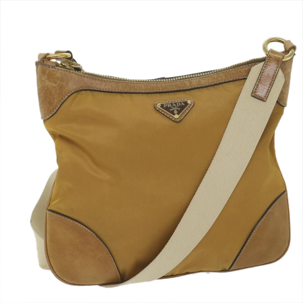 PRADA Shoulder Bag Nylon Beige 61412