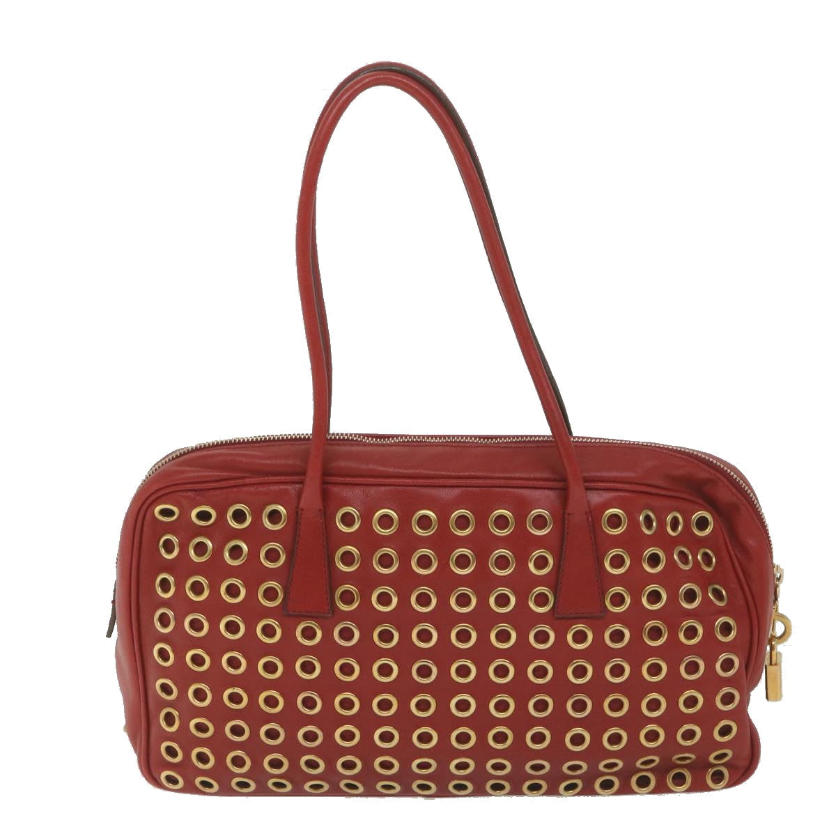 PRADA Hand Bag Leather Red 61414