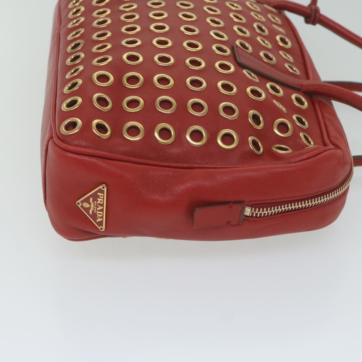 PRADA Hand Bag Leather Red 61414